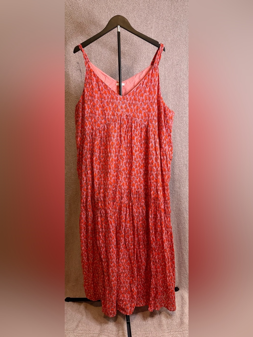 Joie XXL Coral Pink Abstract Print Sleeveless Flowy Maxi Dress